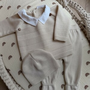 Ensemble en maille bébé beige