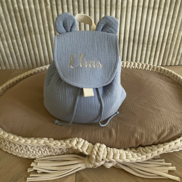 Sac à dos avec oreilles ours bleu
