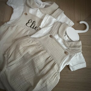 Bloomer bébé avec tee shirt col beige