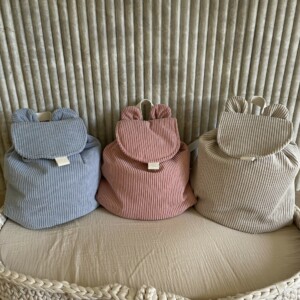 Sac à dos avec oreilles en bleu rose ou beige