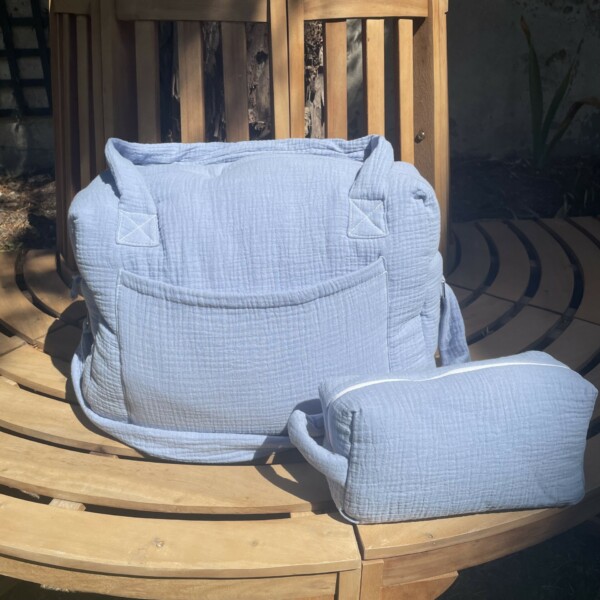 Sac à langer en gaze de coton Bleu